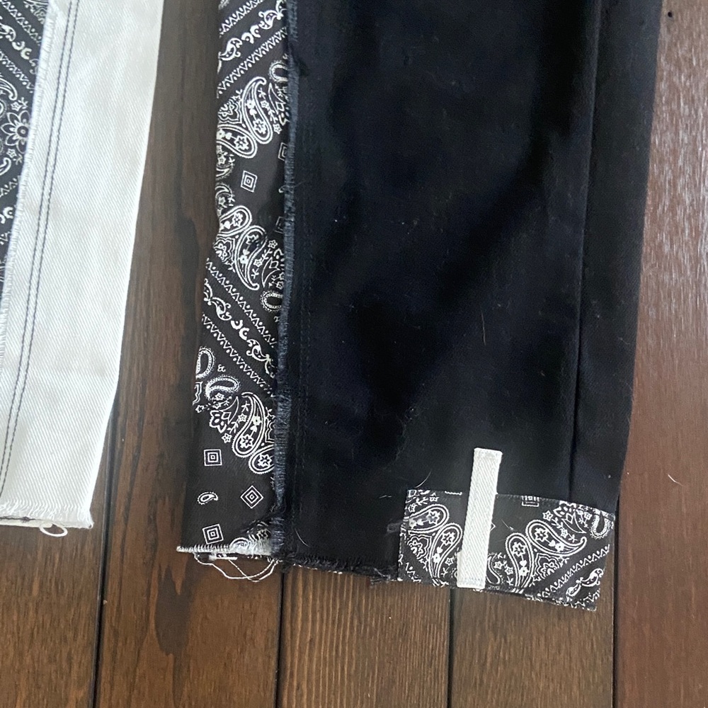 Revice Denim Bandana Patch Black & White Relaxed Fit Pants Women's Size-26 - Picture 3 of 12